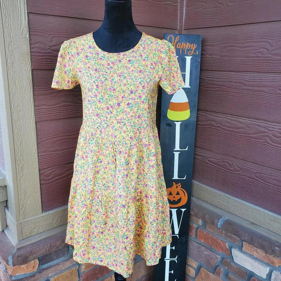 Time and Tru Short Sleeve Floral Printed Woven Mini Dress Women's Size XS (0-2) - Picture 6 of 16